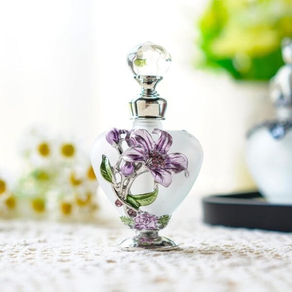 YU FENG Refillable Empty Flower Crystal Perfume Bottle Handmade Home Decor Lady Holiday Gift - Image 4